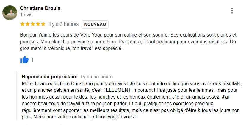 Capture d’écran avis google Christiane